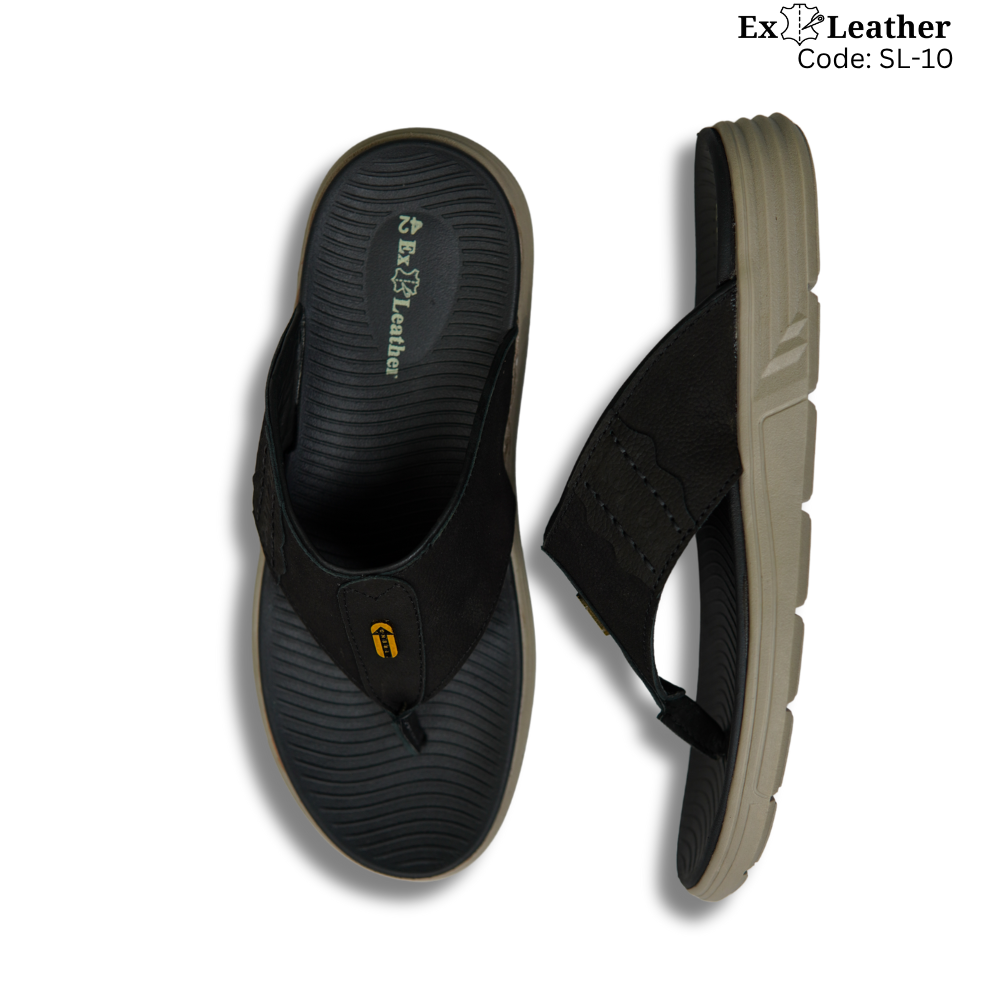 Premium Leather Sandal-[SL-10]-Black